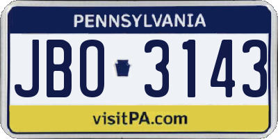 PA license plate JBO3143