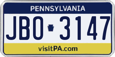 PA license plate JBO3147