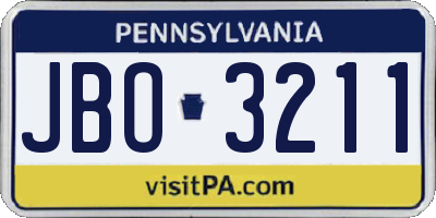PA license plate JBO3211