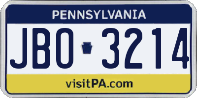 PA license plate JBO3214