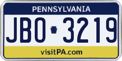 PA license plate JBO3219