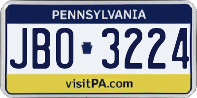 PA license plate JBO3224
