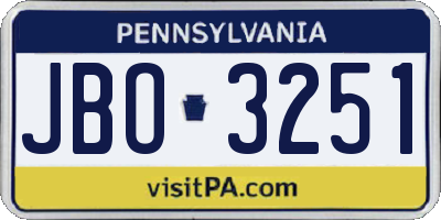 PA license plate JBO3251