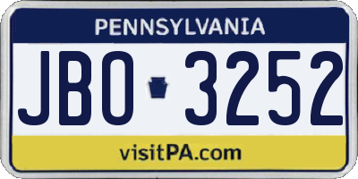PA license plate JBO3252