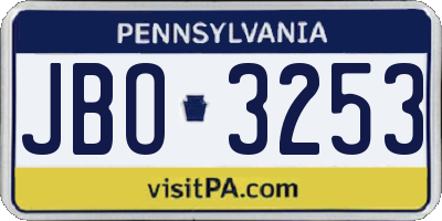PA license plate JBO3253