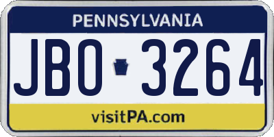 PA license plate JBO3264