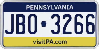 PA license plate JBO3266