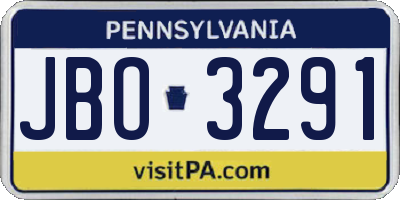 PA license plate JBO3291