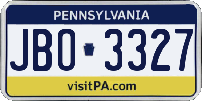 PA license plate JBO3327