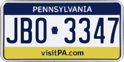 PA license plate JBO3347
