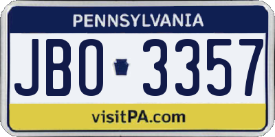 PA license plate JBO3357