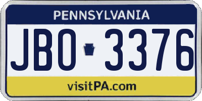 PA license plate JBO3376