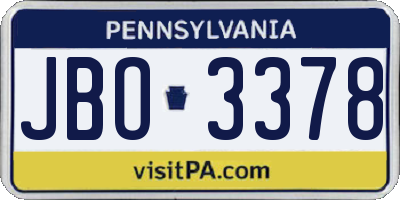 PA license plate JBO3378