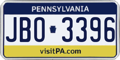 PA license plate JBO3396