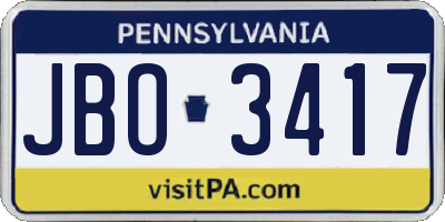 PA license plate JBO3417