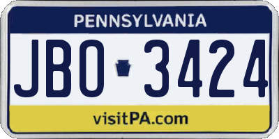PA license plate JBO3424