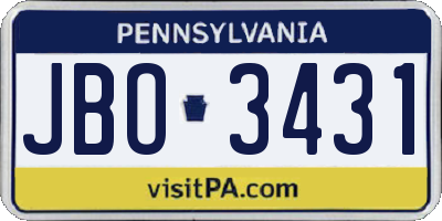 PA license plate JBO3431
