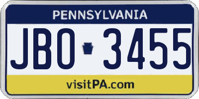 PA license plate JBO3455