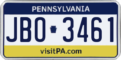 PA license plate JBO3461