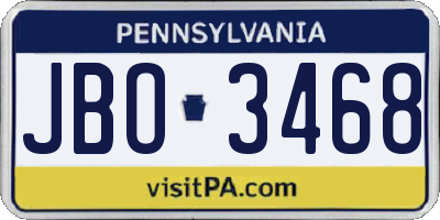 PA license plate JBO3468