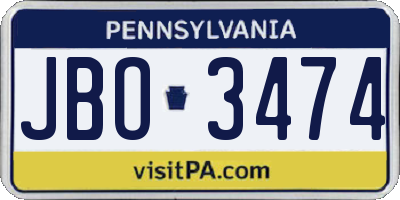 PA license plate JBO3474