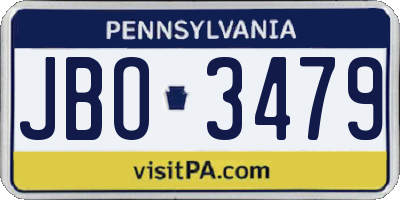 PA license plate JBO3479