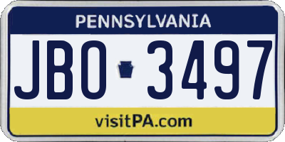 PA license plate JBO3497