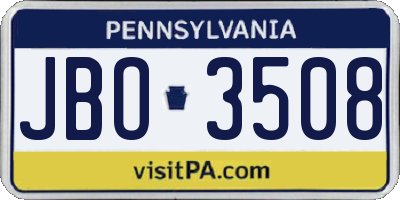 PA license plate JBO3508