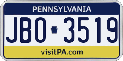 PA license plate JBO3519