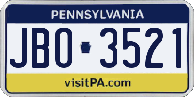 PA license plate JBO3521