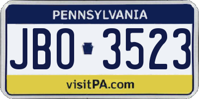PA license plate JBO3523