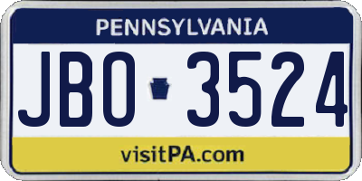 PA license plate JBO3524