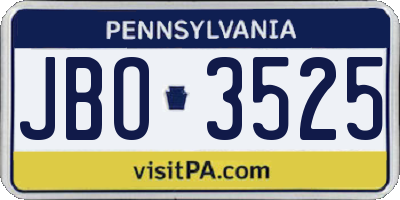 PA license plate JBO3525