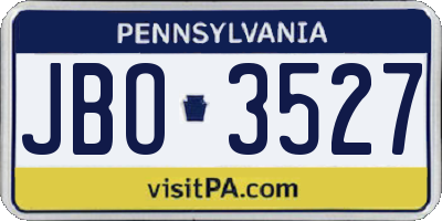 PA license plate JBO3527