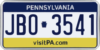 PA license plate JBO3541