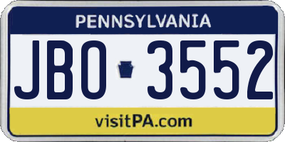 PA license plate JBO3552
