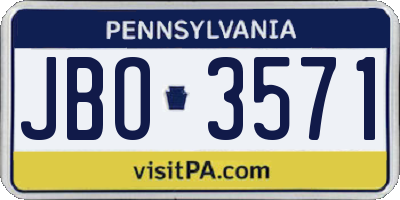 PA license plate JBO3571