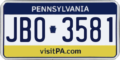 PA license plate JBO3581