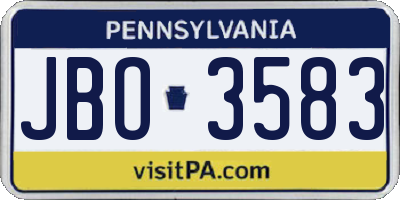 PA license plate JBO3583