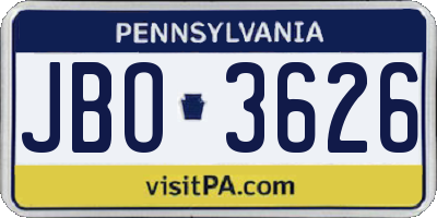 PA license plate JBO3626