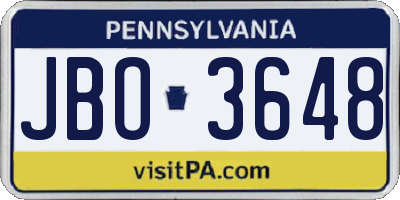 PA license plate JBO3648