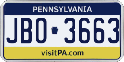 PA license plate JBO3663