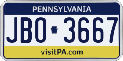 PA license plate JBO3667