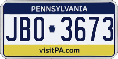 PA license plate JBO3673
