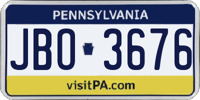 PA license plate JBO3676