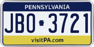 PA license plate JBO3721