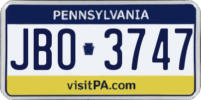 PA license plate JBO3747
