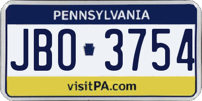PA license plate JBO3754