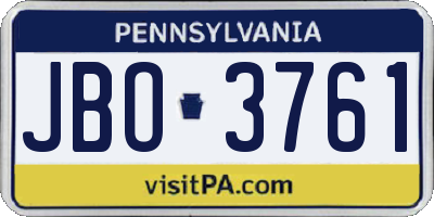PA license plate JBO3761