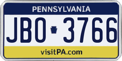 PA license plate JBO3766